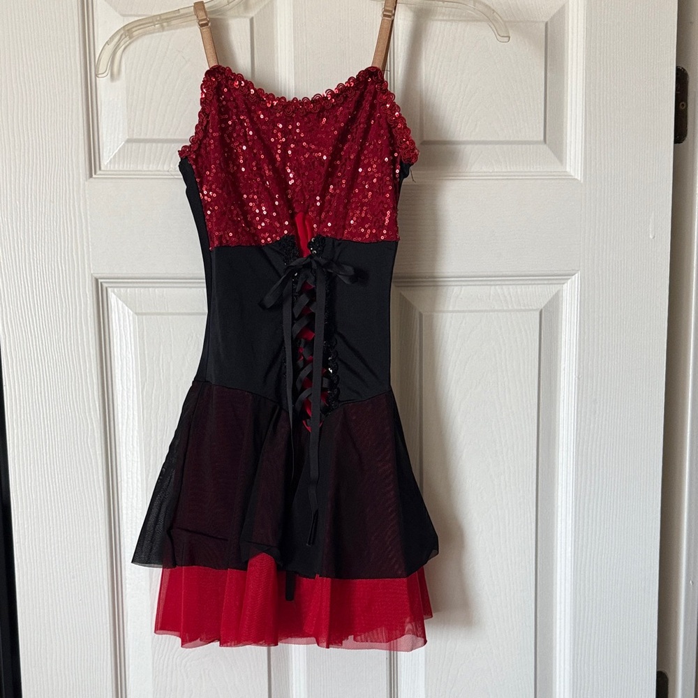 Red and black dance costume